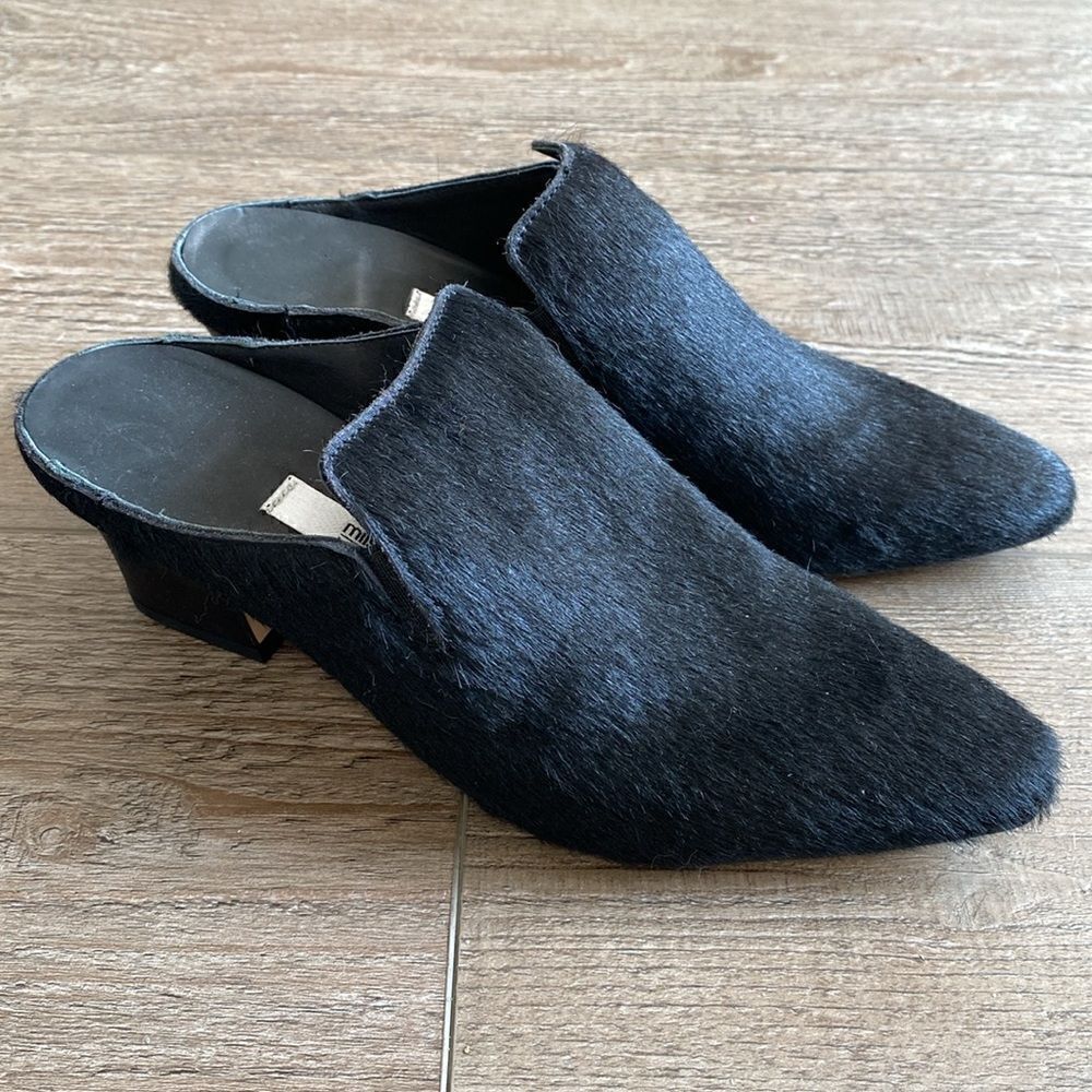 Matisse London Black Ponyhair High Heeled Mule Slides